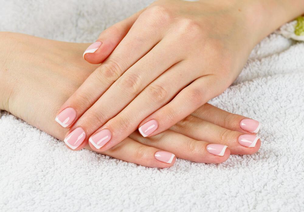 Female hands with perfect French manicure