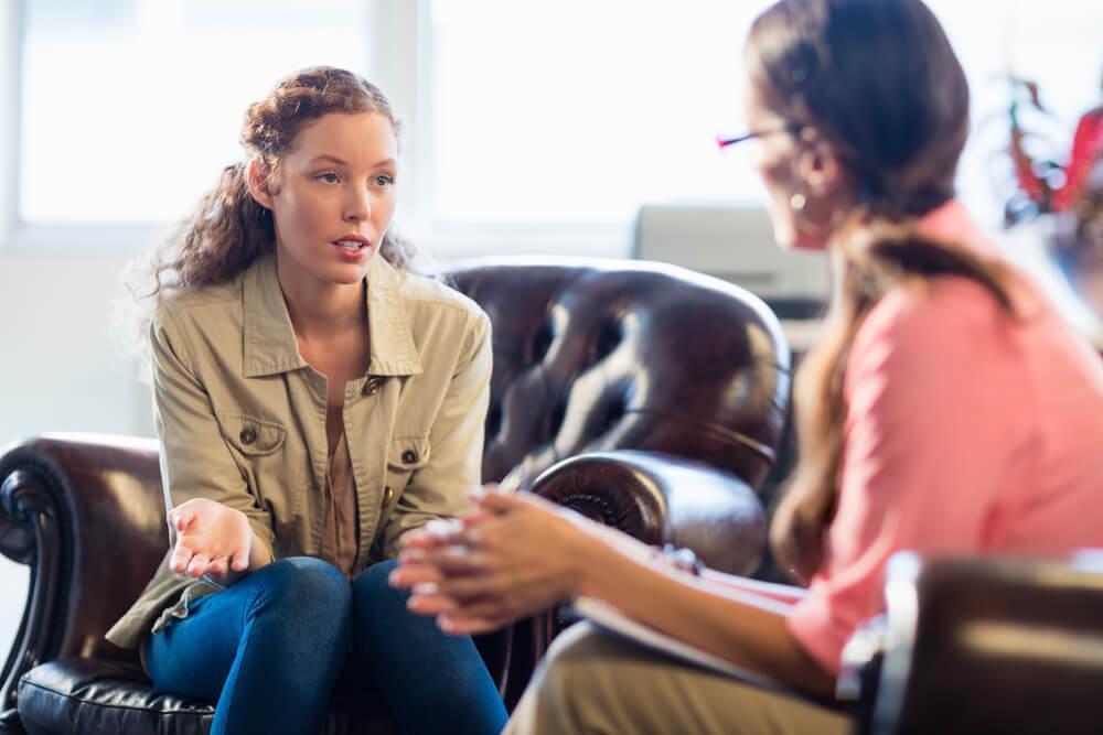 Woman talking to therapist