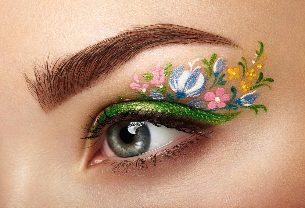 Floral eye makeup