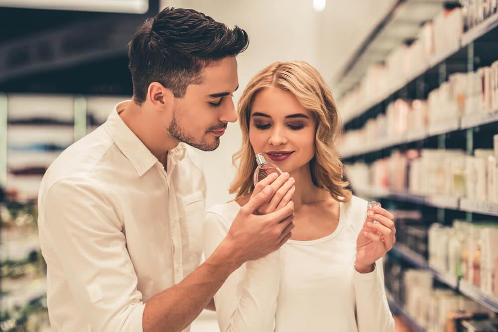 Couple shopping for perfume