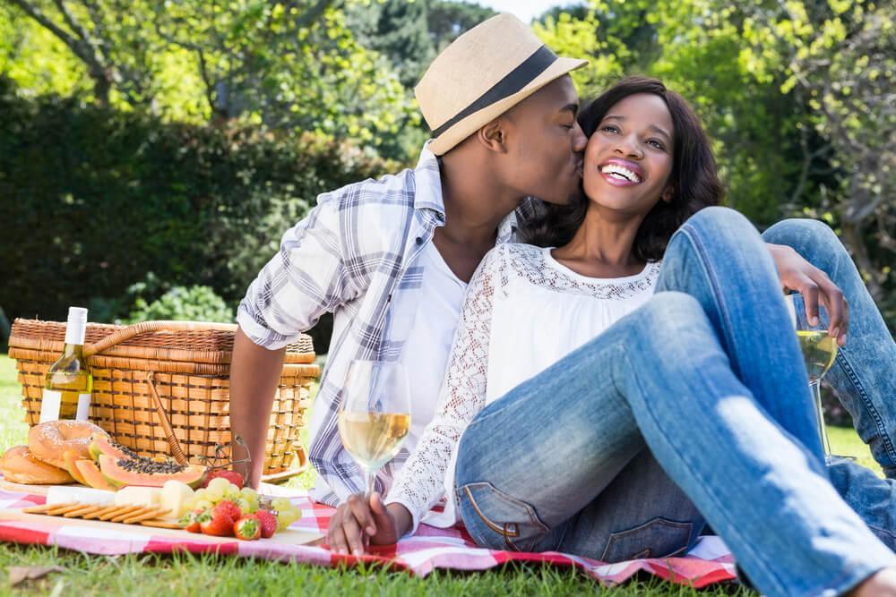 Couple having picnic