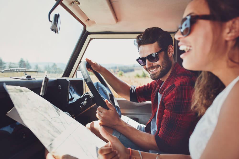 Couple on road trip