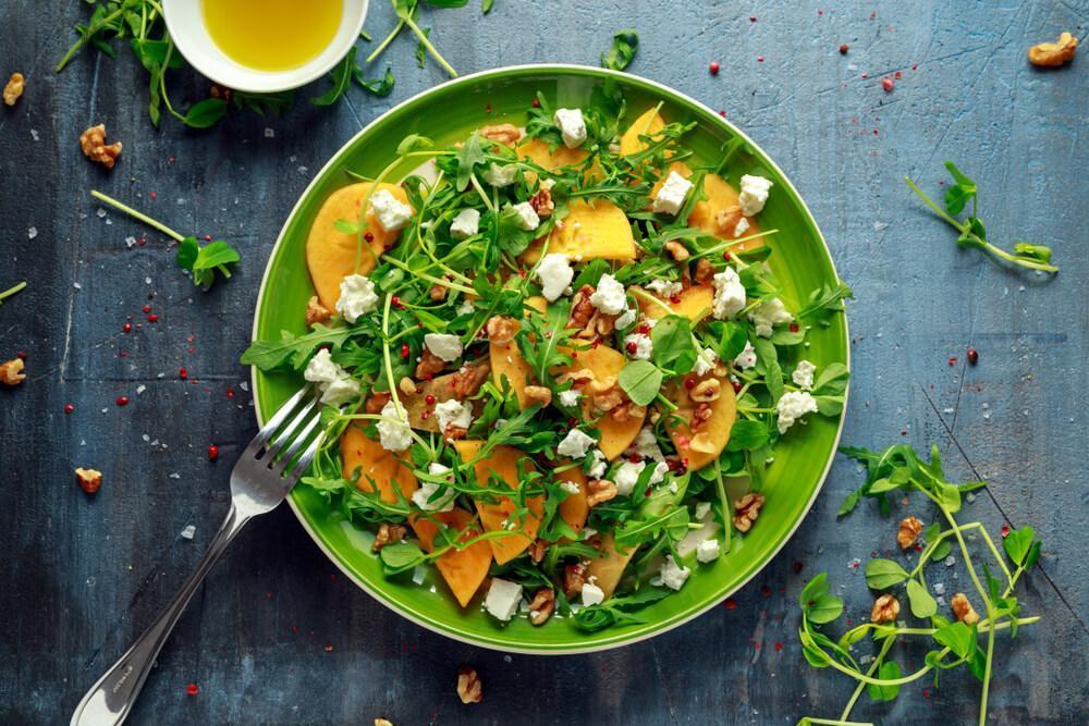 Persimmon salad on plate