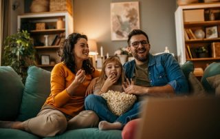 family watching tv