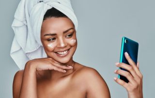 woman skincare selfie