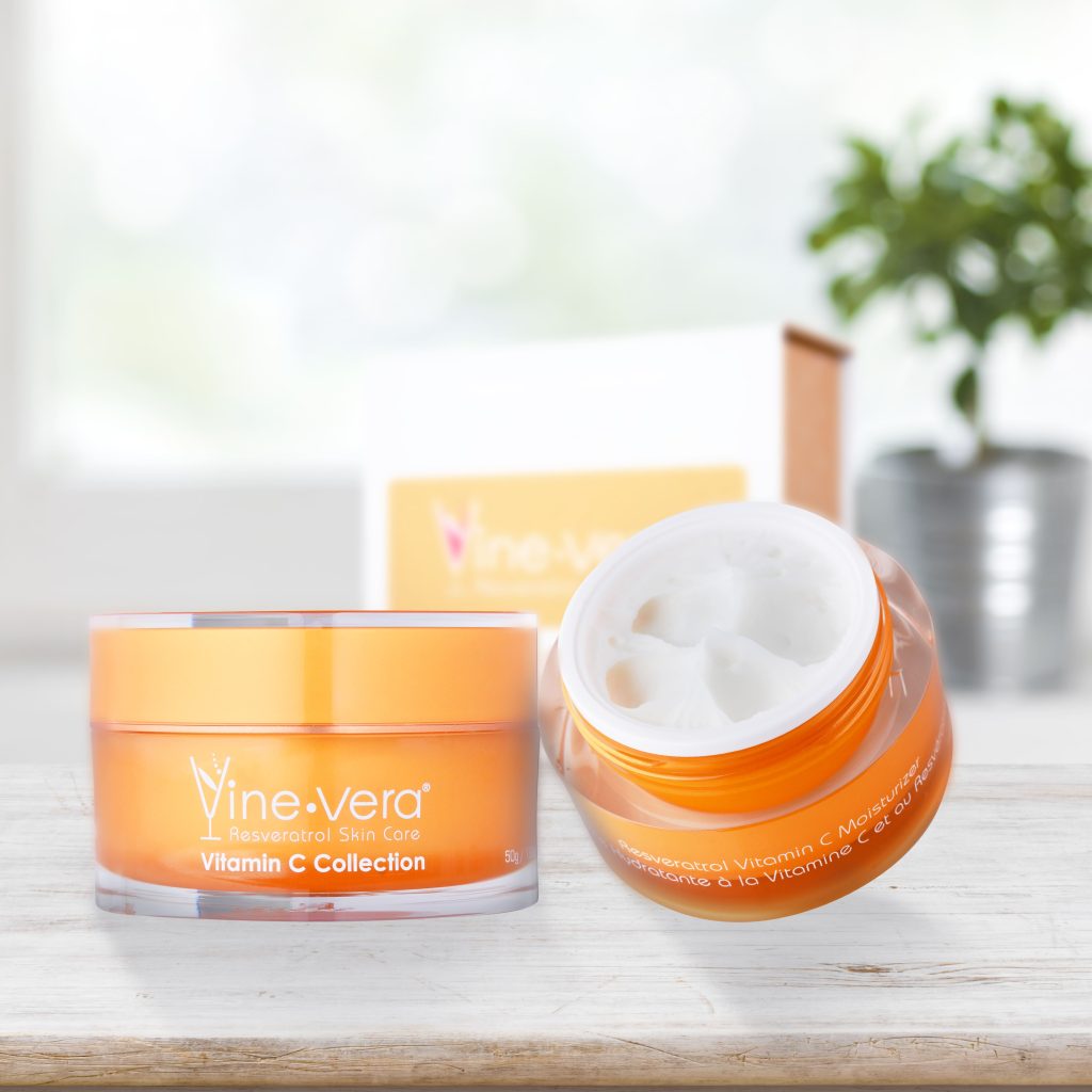 Open jar of Vine Vera Vitamin C moisturizer